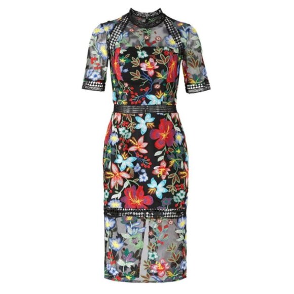 Vone Blushing Embroidered Floral Sheath Dress 17408 - Picture 2 of 13